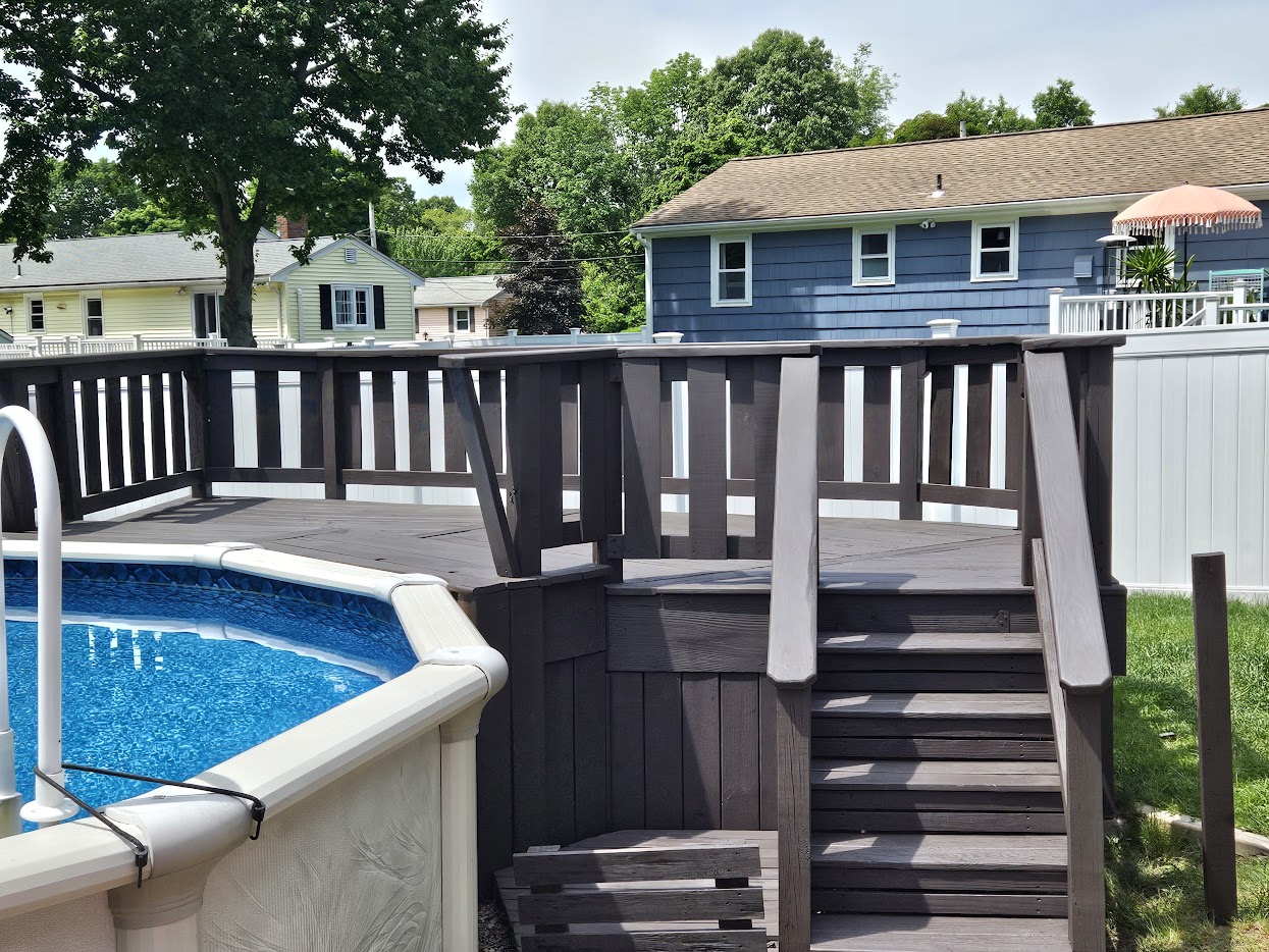 Deck restoration and staining project in Holbrook, MA