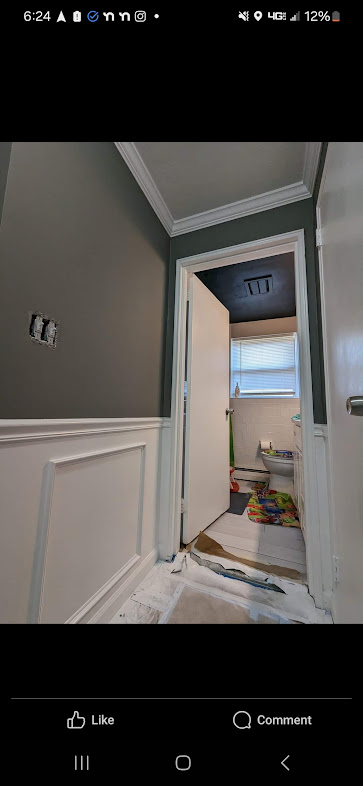 Elegant grey interior walls painted in a South Shore home